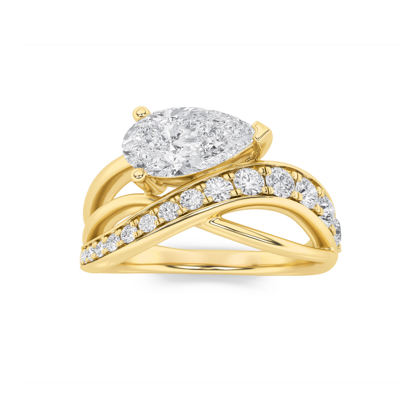 14KY 2ct Lab Pear Diamond Split Shank Engagement Ring