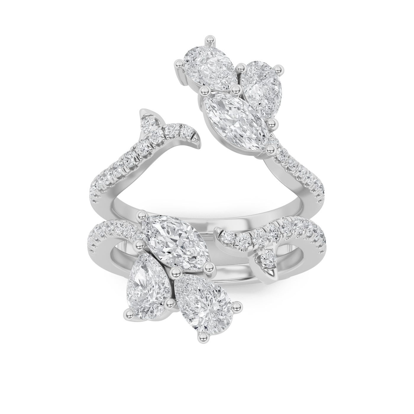 14K White Gold 2ct Lab Diamond Cluster Ring