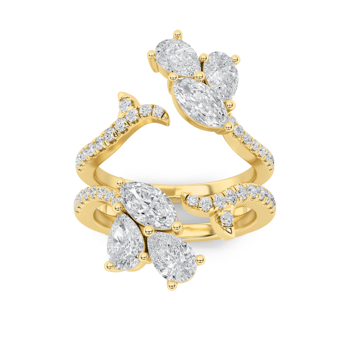 14K Yellow Gold 2ct Lab Diamond Marquise Cluster Ring