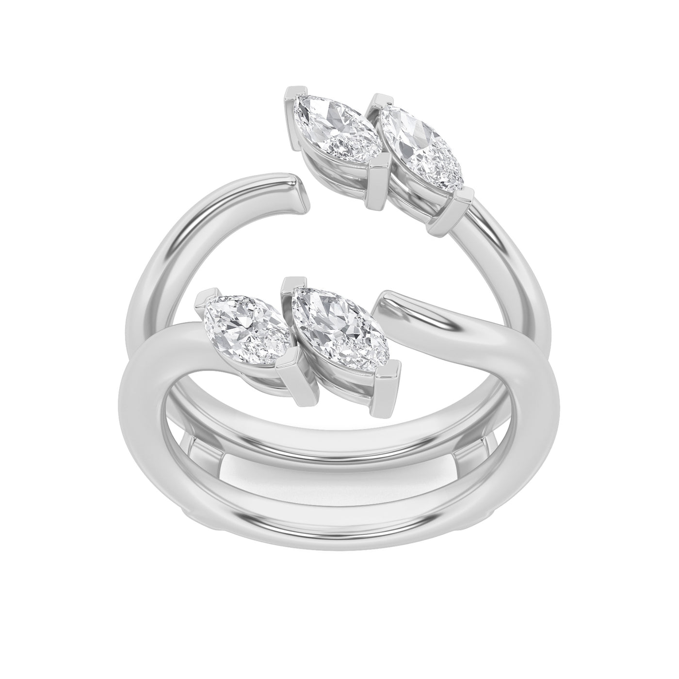 14KW 1ct Lab Diamond F+VS+ Contemporary Statement Ring
