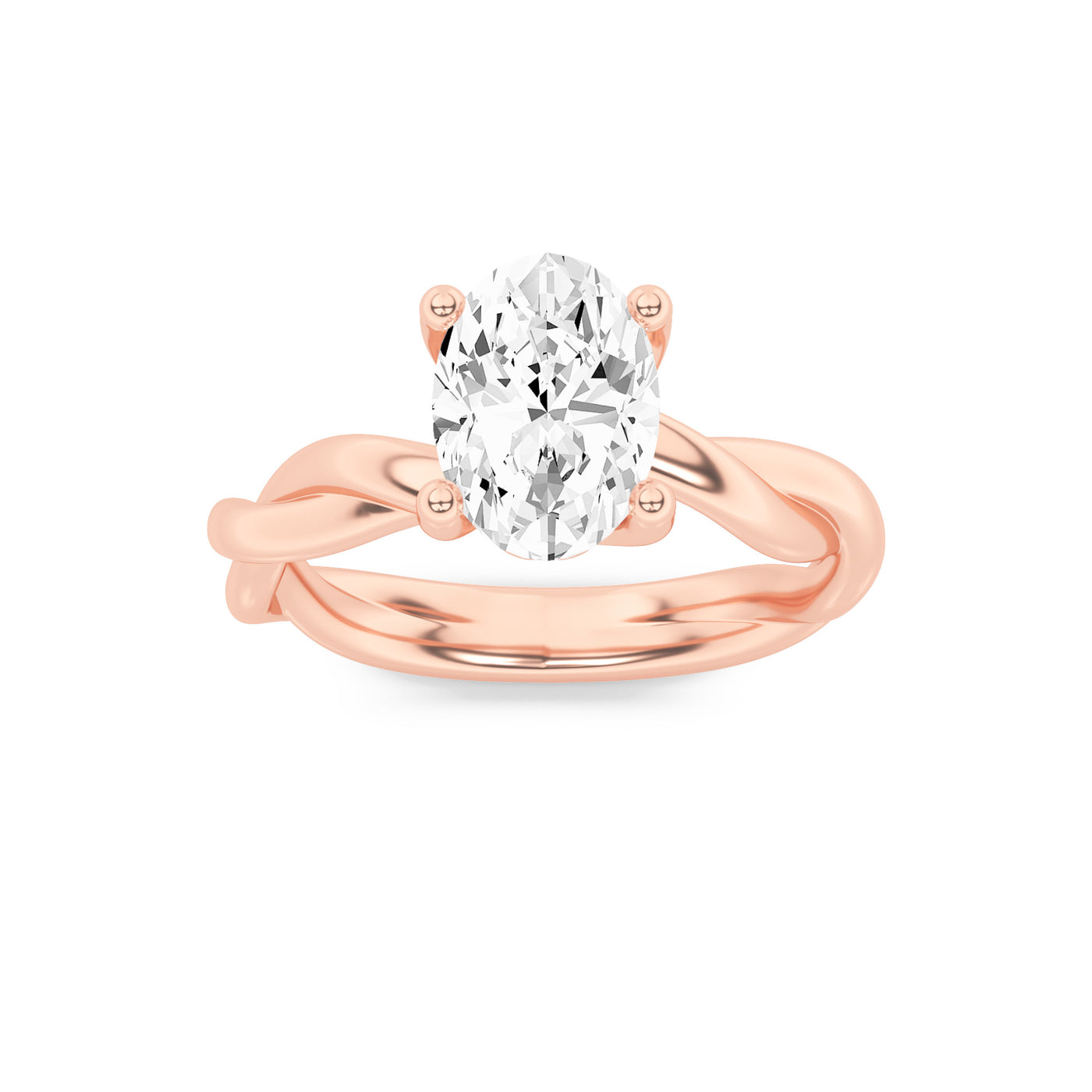 14KR 2ct Lab Diamond Oval Solitaire Engagement Ring