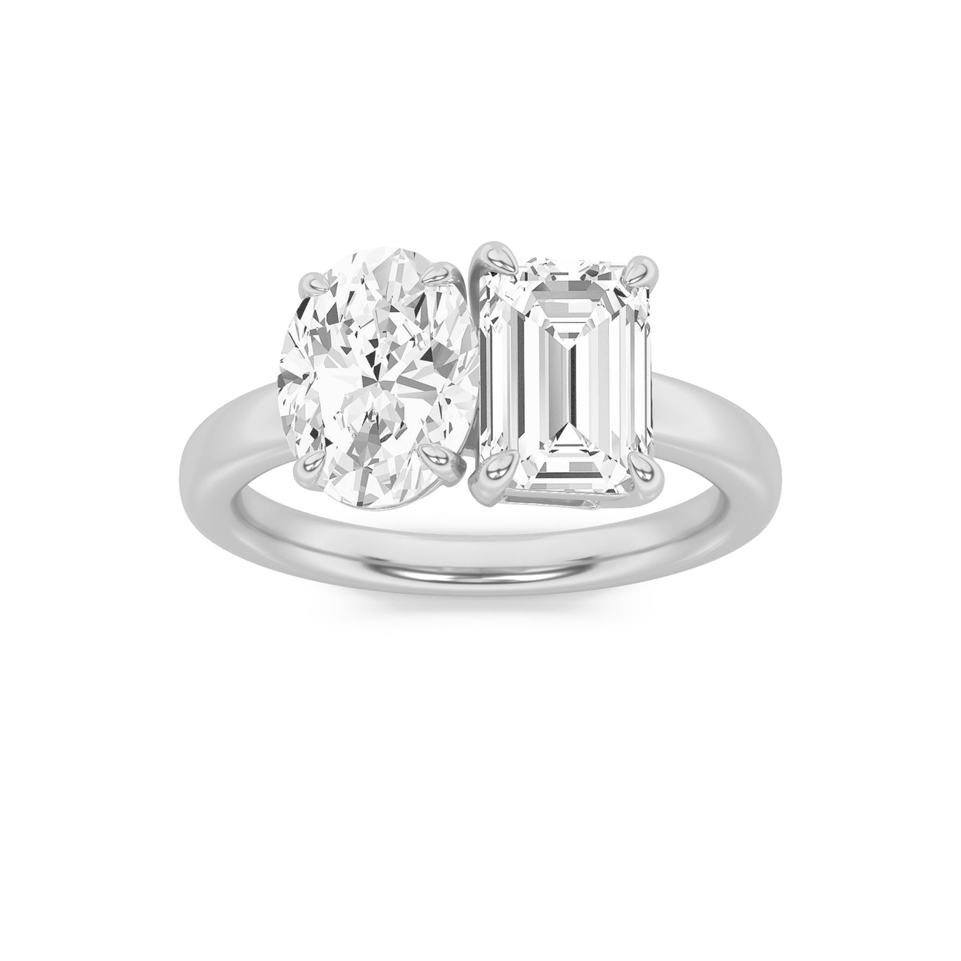 14KW 3ct Lab Diamond Oval Emerald Solitaire Ring