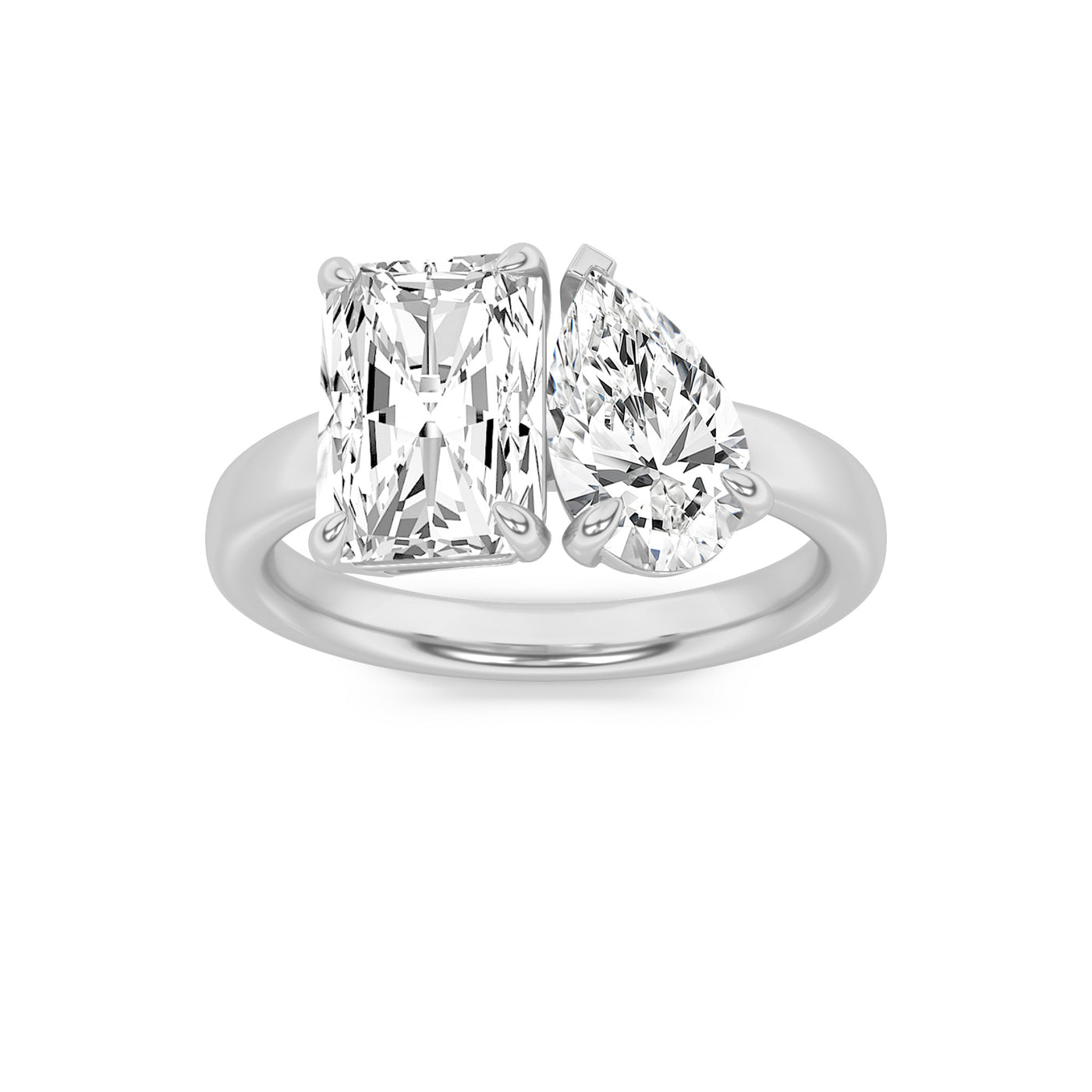 14K White Gold 3ctw Lab Diamond Three-Stone Radiant Pear Ring