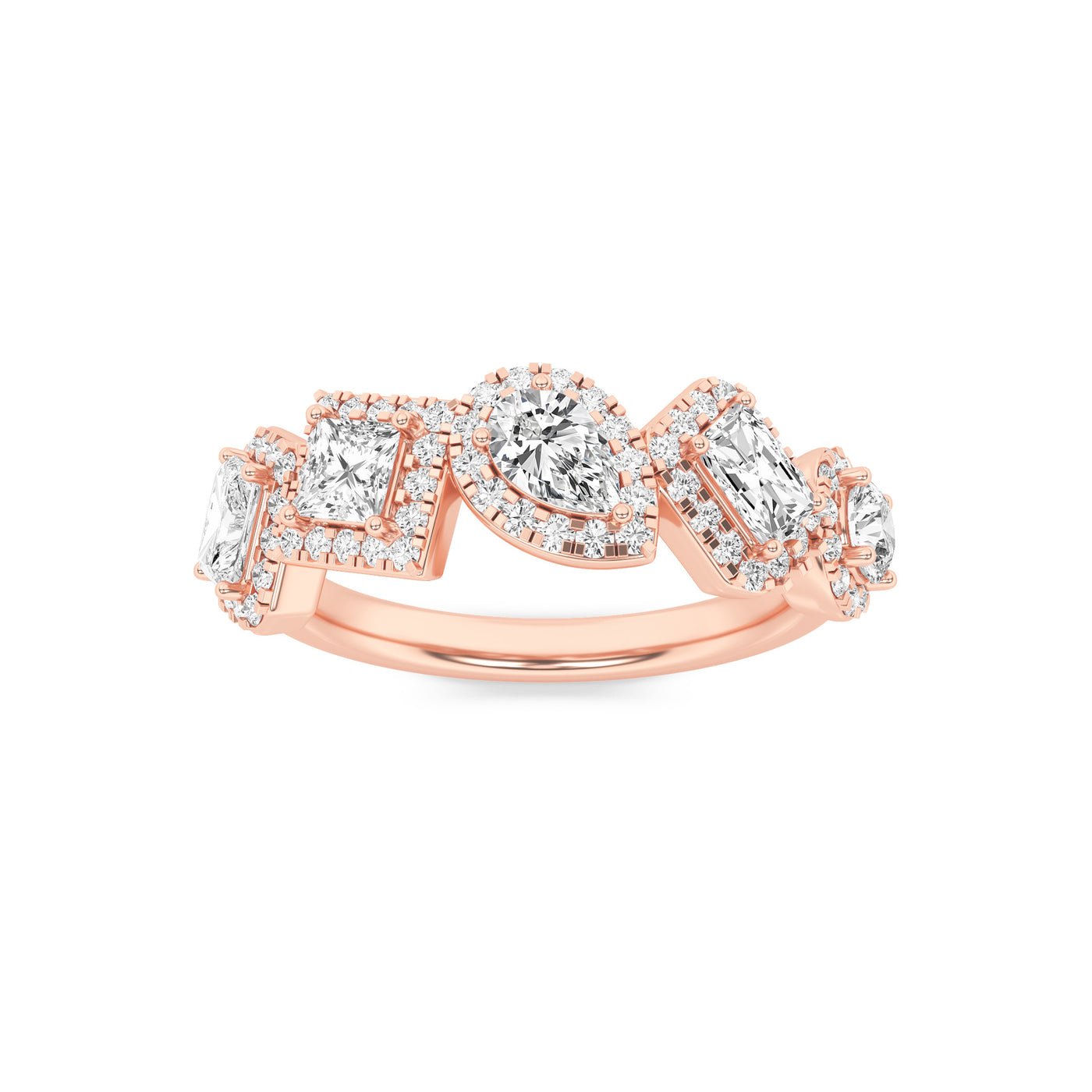 14KR 1.4ct Lab Diamond Multi-Shape Halo Ring