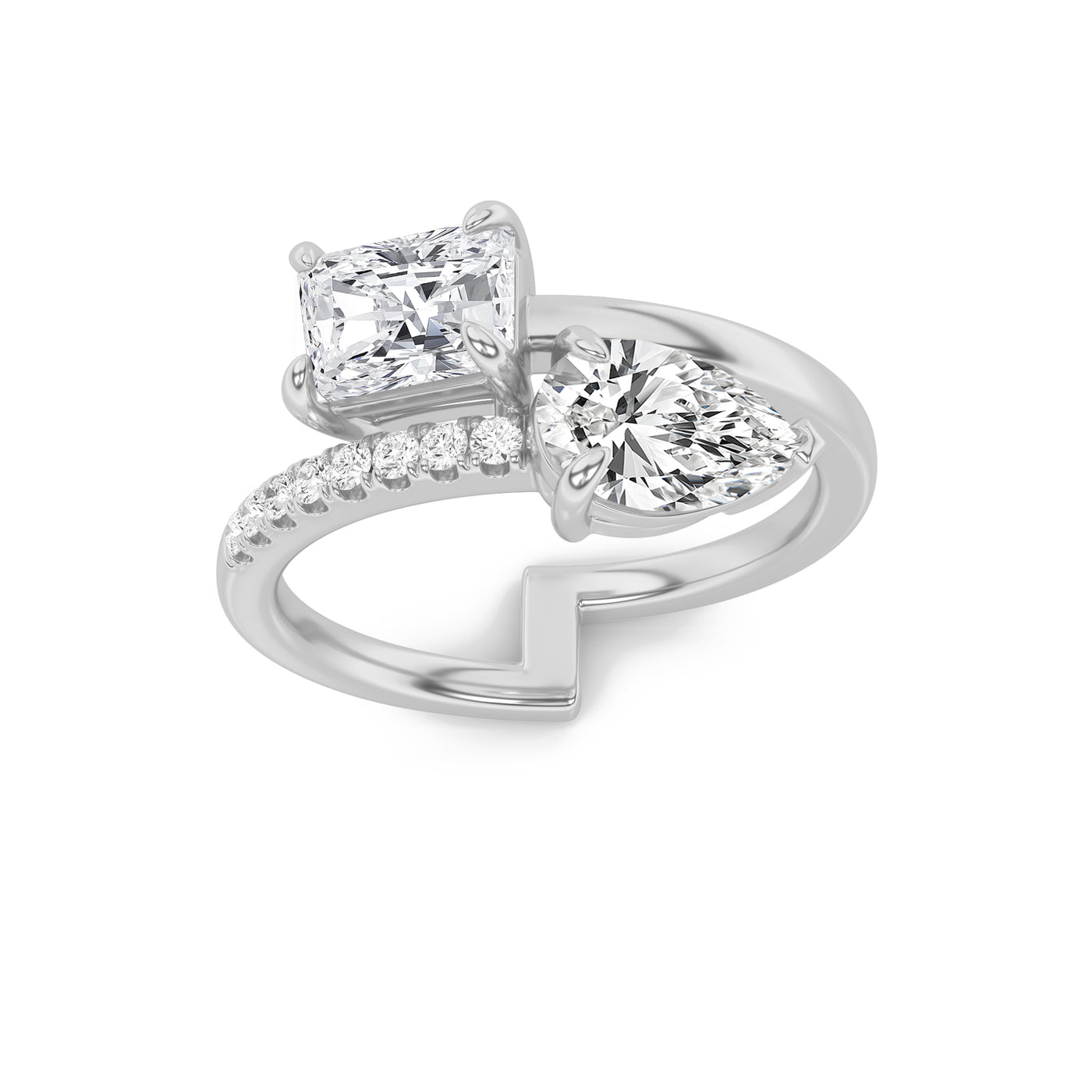 14KW 1.5ct Lab Diamond Ring Radiant Pear Cut