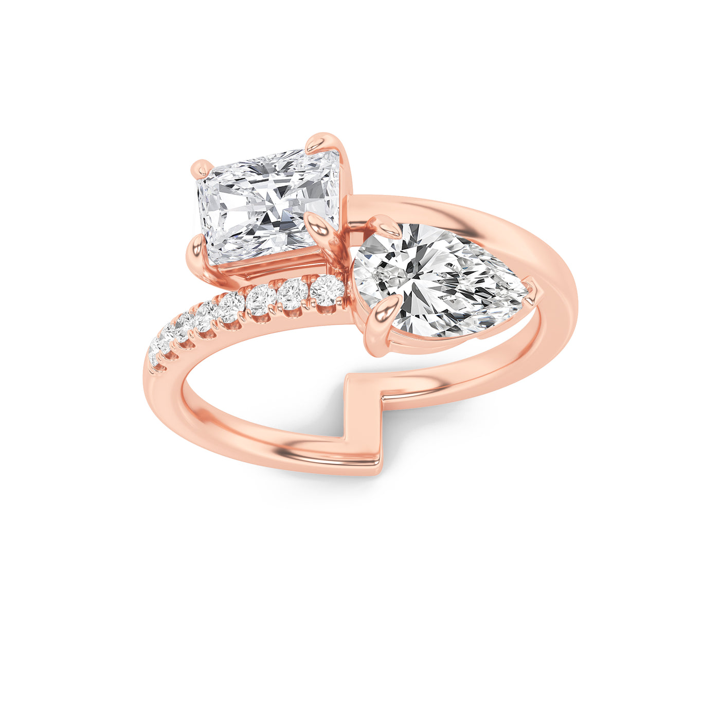 14K Rose Gold 1.6ct Lab Diamond Radiant Pear Ring