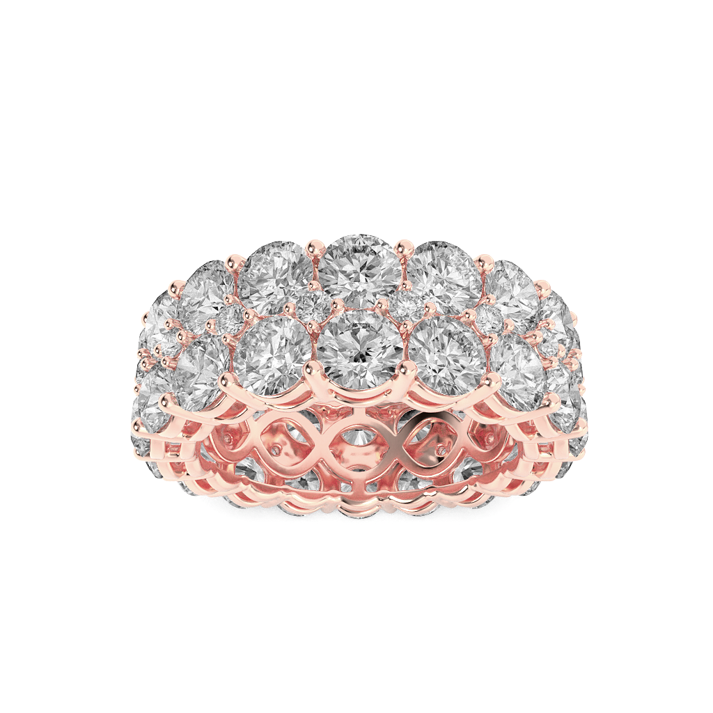 14K Rose Gold 8ctw Lab Diamond Cluster Statement Ring