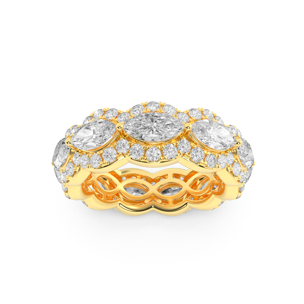 14KY 4ct Lab Diamond Marquise Halo Ring
