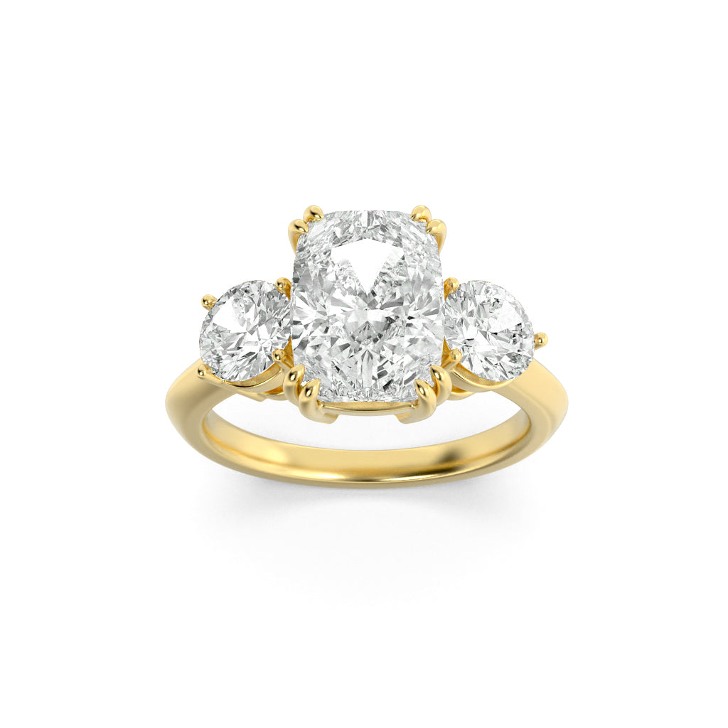14KY 3.2ct Lab Diamond Three-Stone Engagement Ring