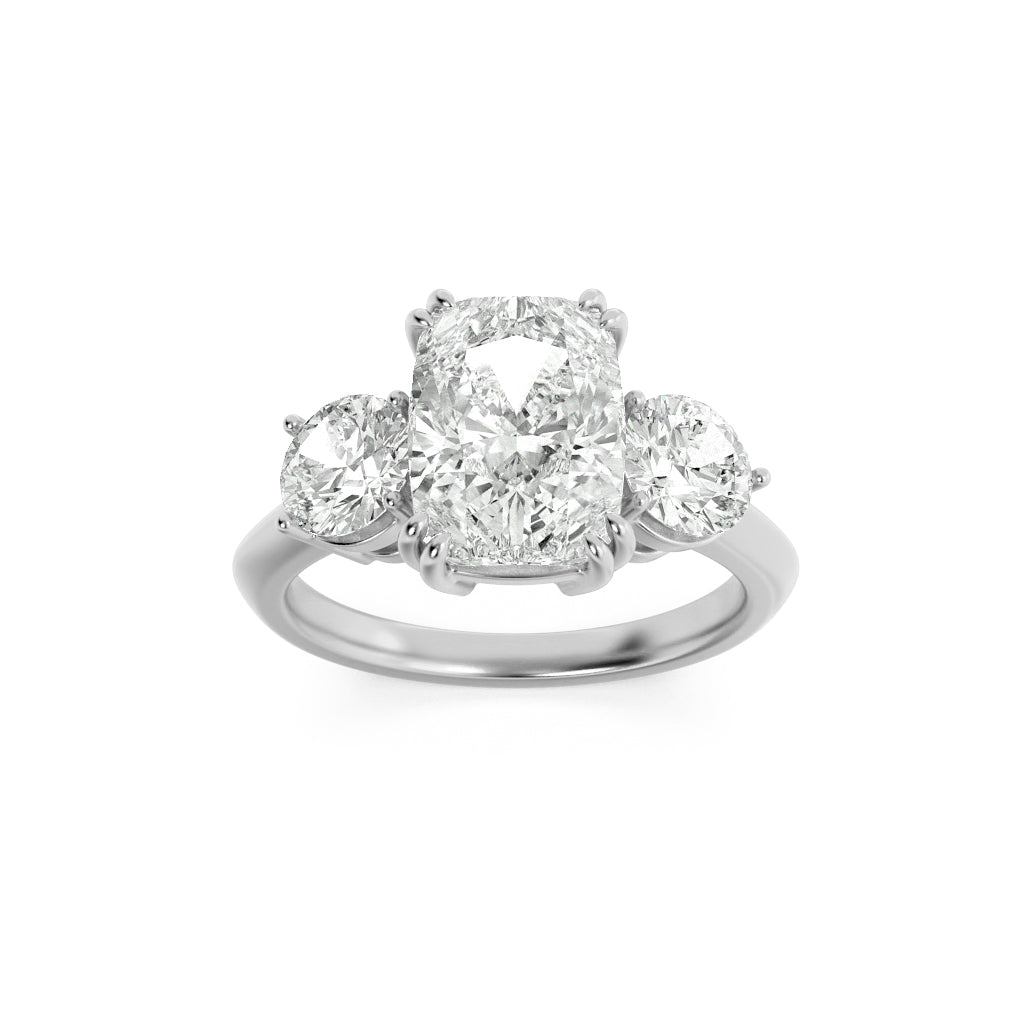 14KW 3ct G+VS Lab Diamond Three-Stone Engagement Ring