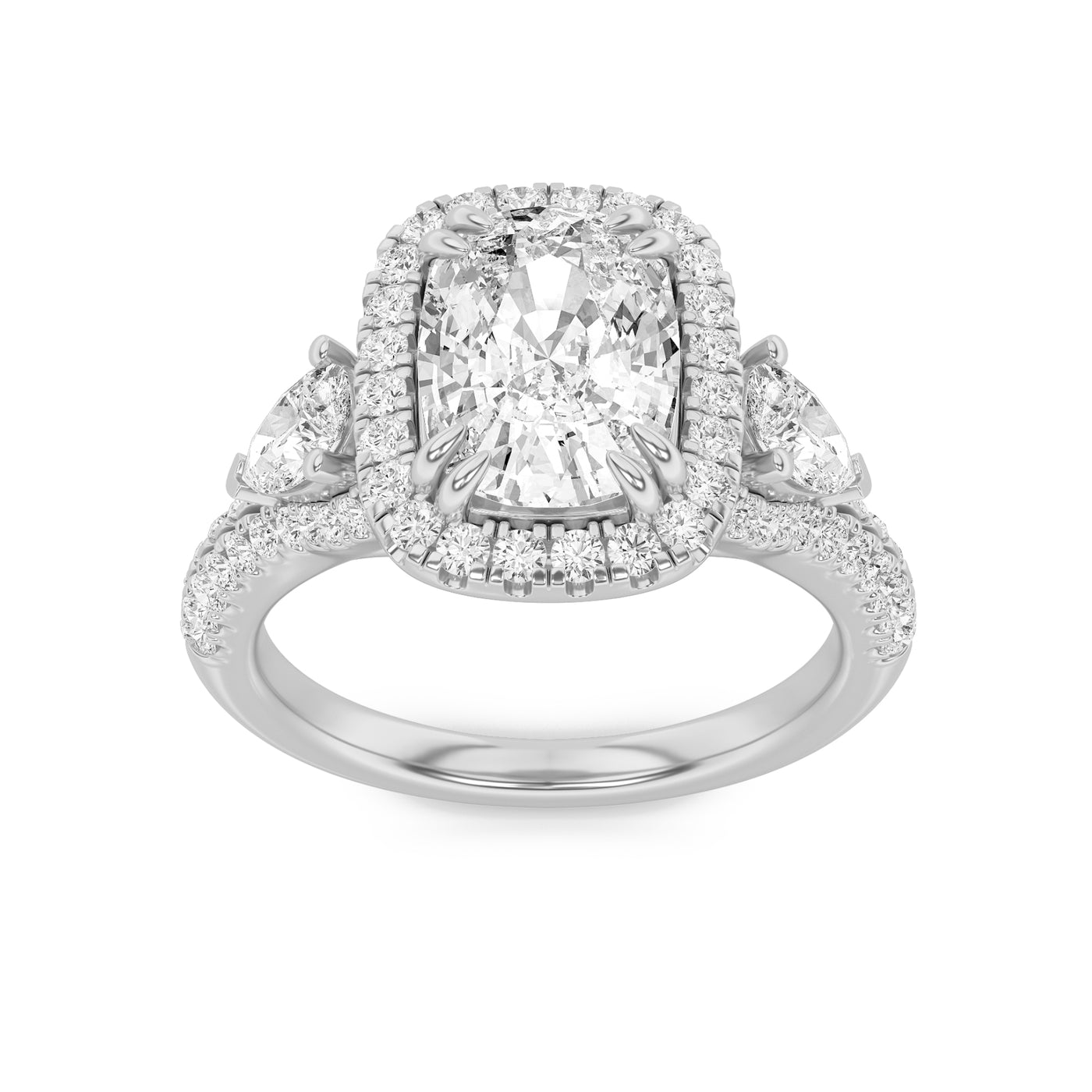 14KW 3ct F+VS+ Lab Diamond Halo Engagement Ring