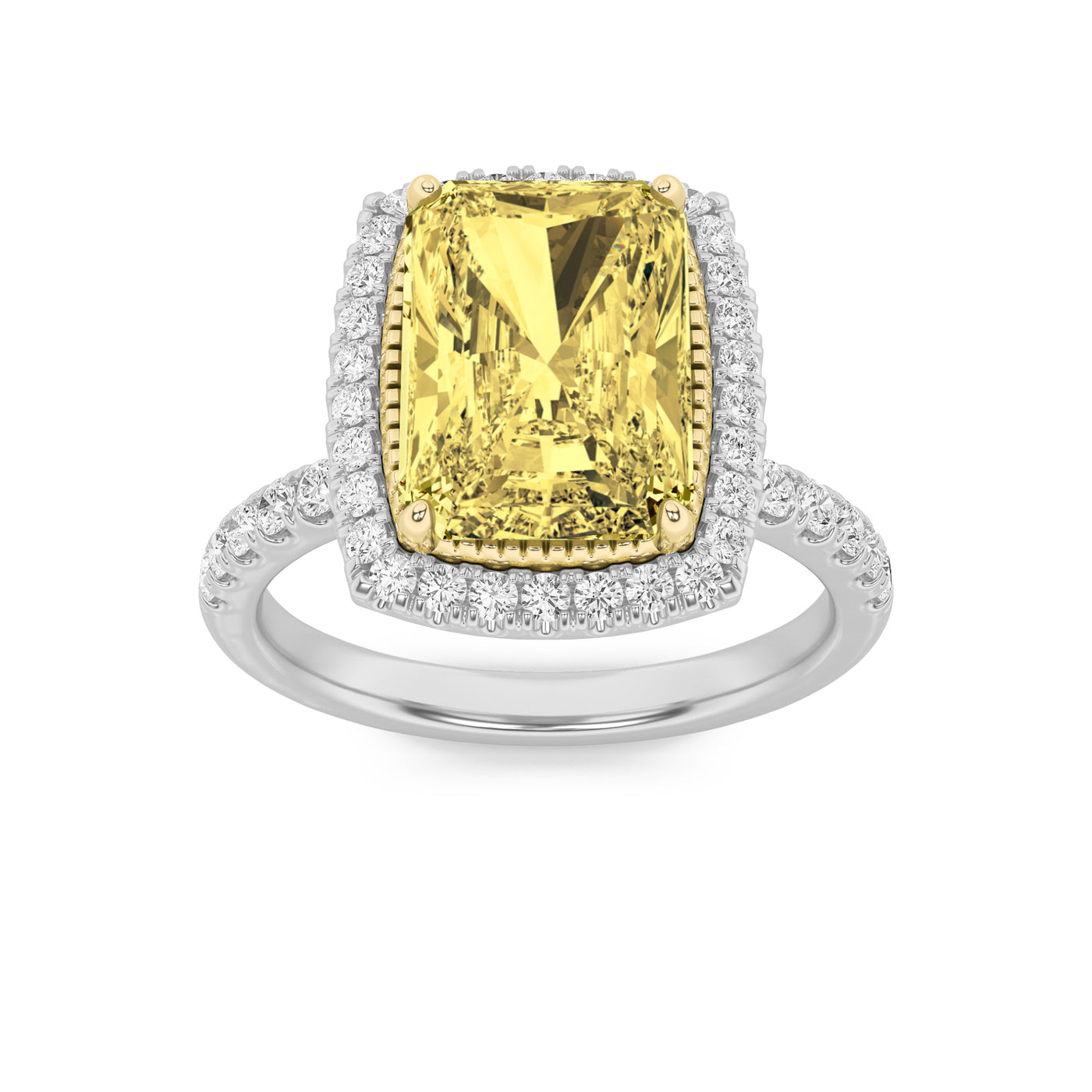 14K WY 3.3ct Lab Diamond Halo Ring G+VS+