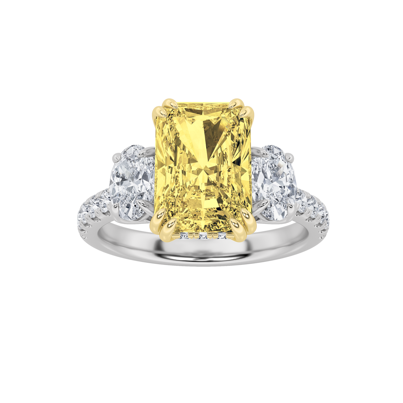 14KW 3ct F+VS+ Lab Diamond Three-Stone Ring