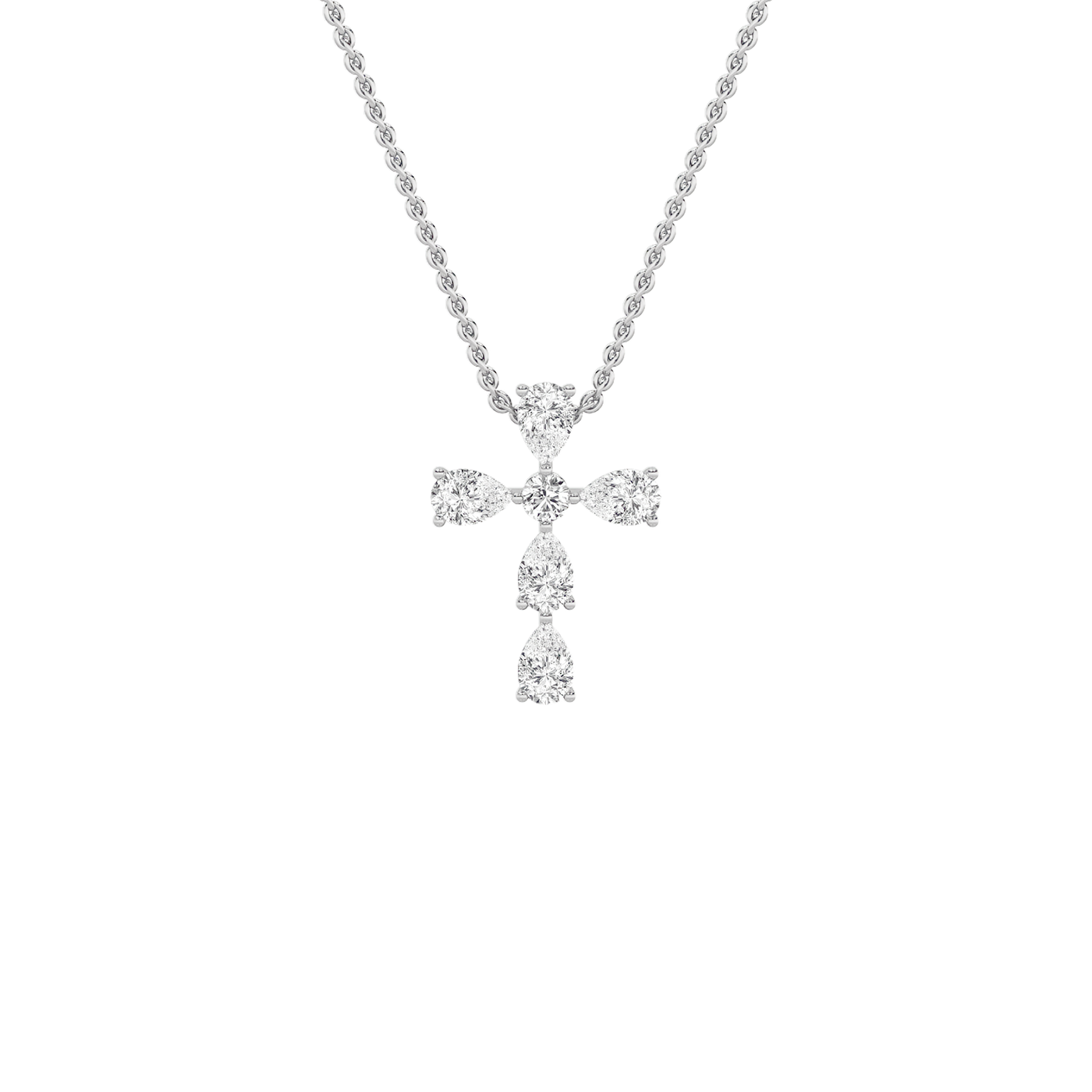14KW 2.8ct Lab Diamond Pear Religious Pendant