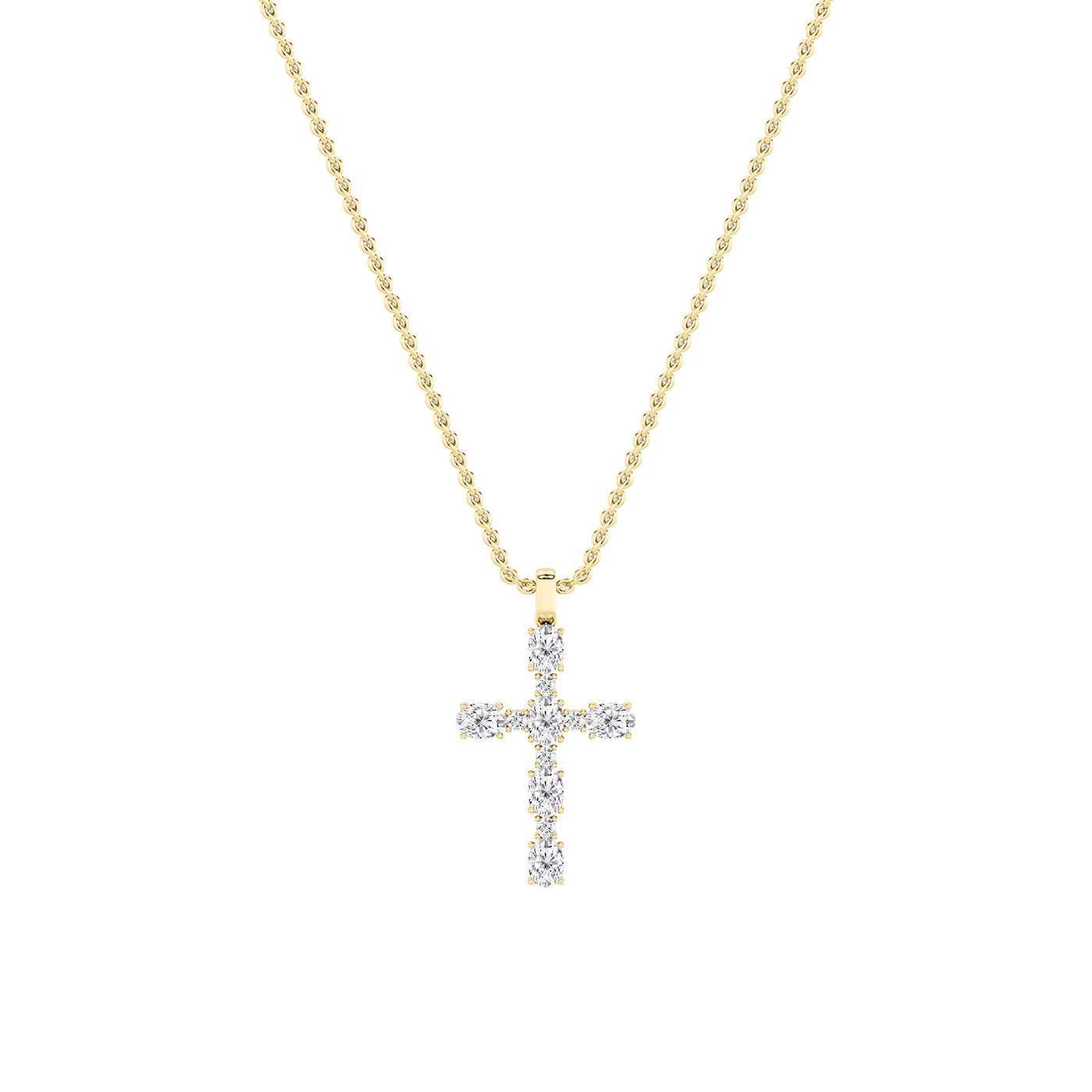 14KY 2ct Lab Diamond Oval Religious Pendant