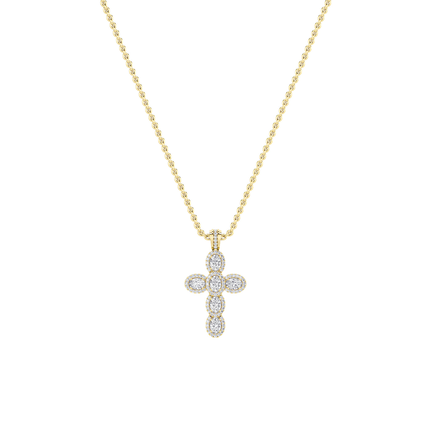 14KY 3ct Oval Lab Diamond Religious Pendant