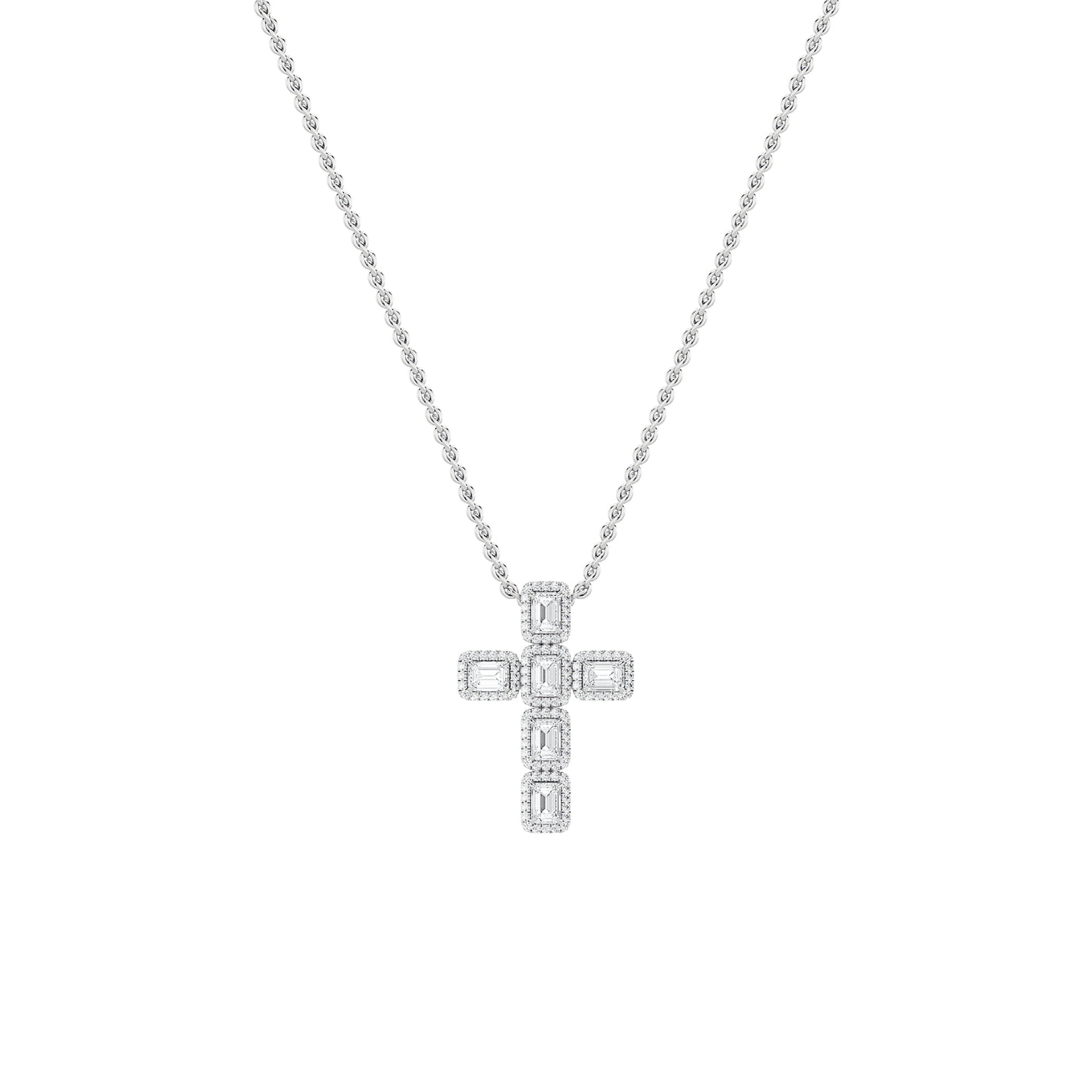 14K White Gold 3ct Lab Diamond Religious Pendant