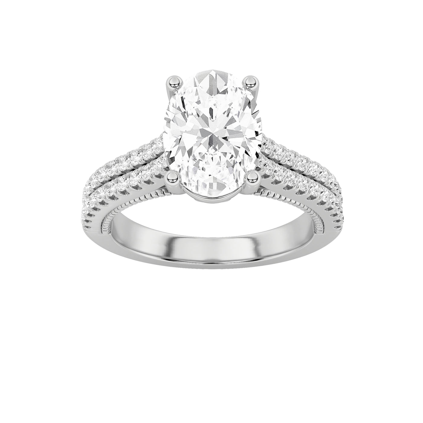 14KW 2ct Lab Diamond Oval Solitaire Engagement Ring