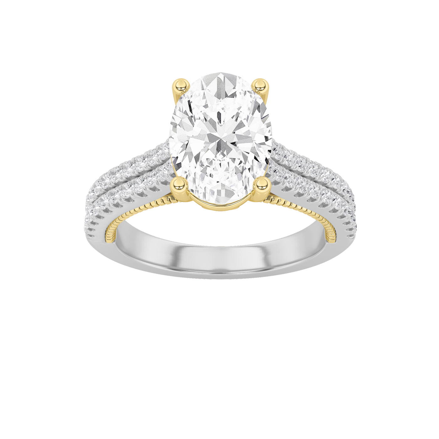 14K WY 2ct Lab Oval Diamond Solitaire Engagement Ring