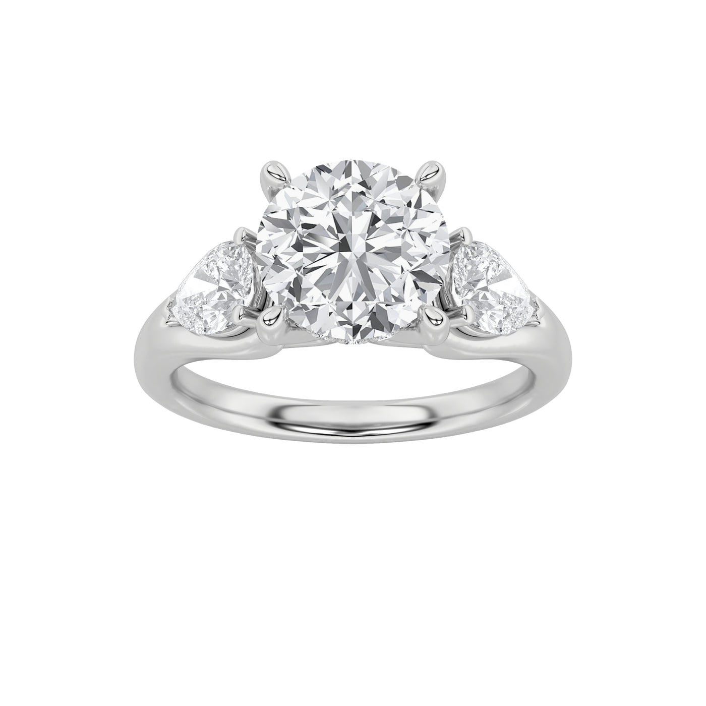 14KW 2CT Lab Diamond Three-Stone Engagement Ring
