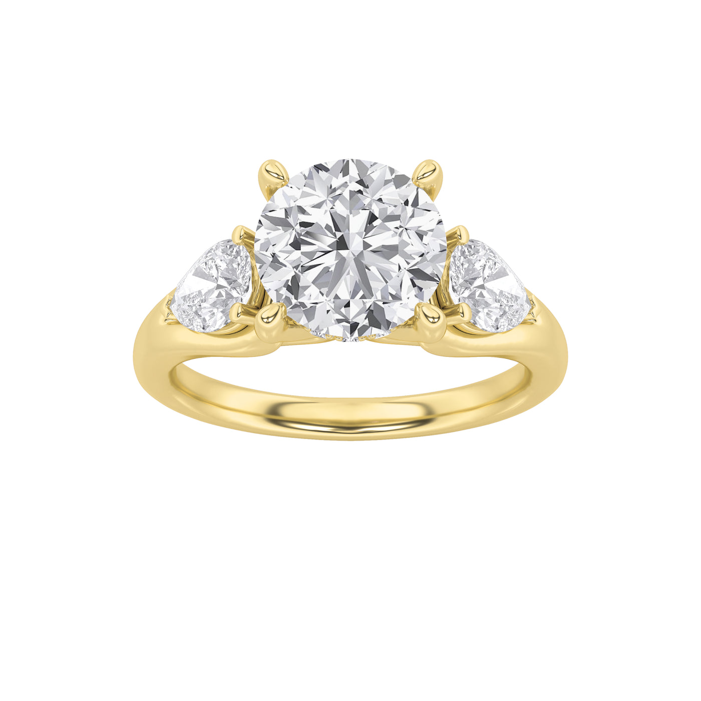 14K Yellow Gold 2ctw Lab Diamond Three-Stone Engagement Ring