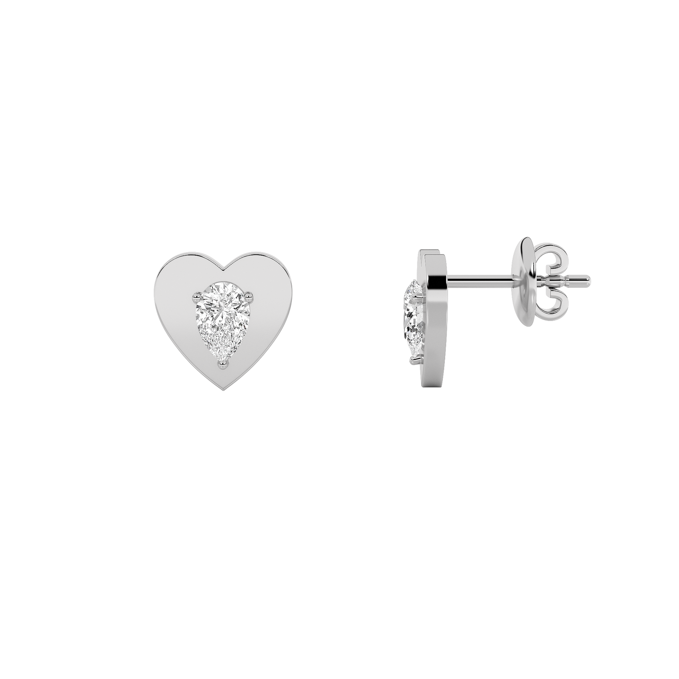 14KW 1ct Lab Diamond Pear Stud Earrings