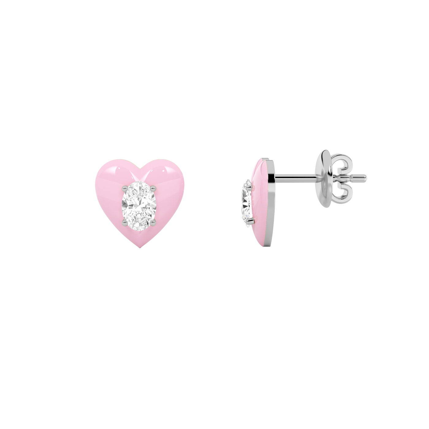 14KW 1ct Oval Lab Diamond Stud Earrings F+ VS+