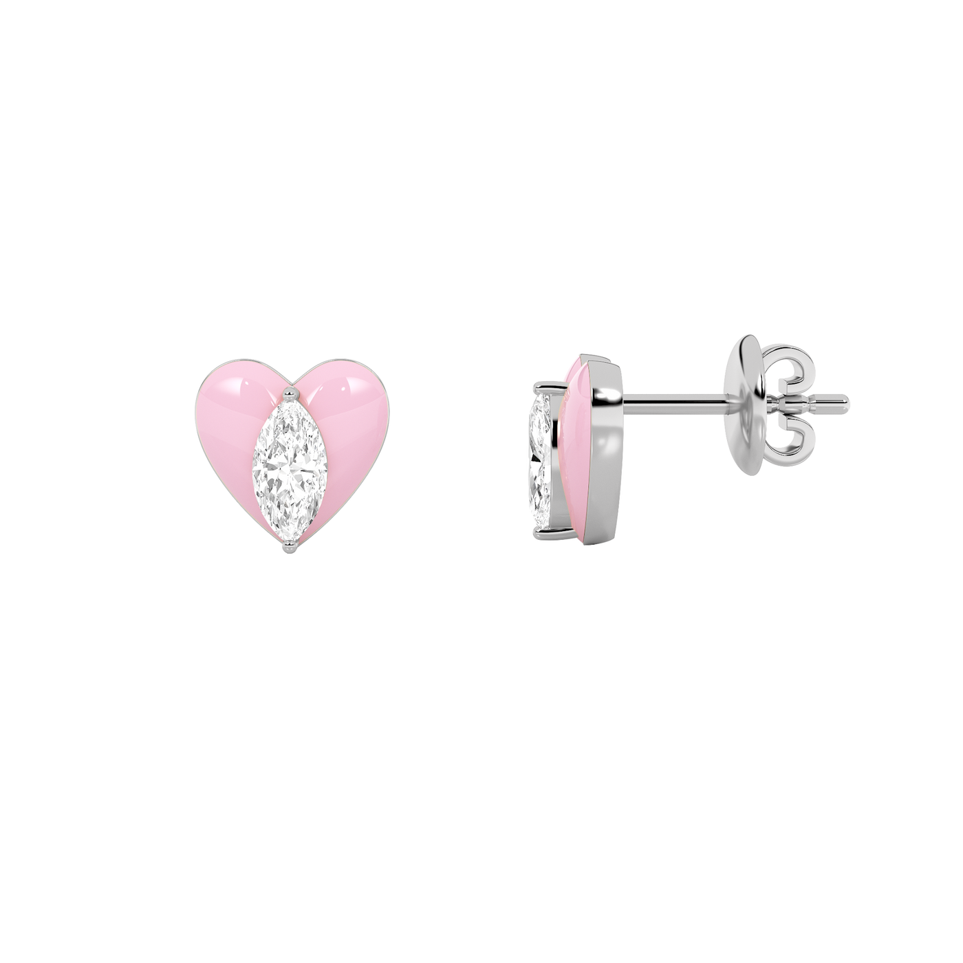 14KW 1ct Lab Diamond Marquise Stud Earrings