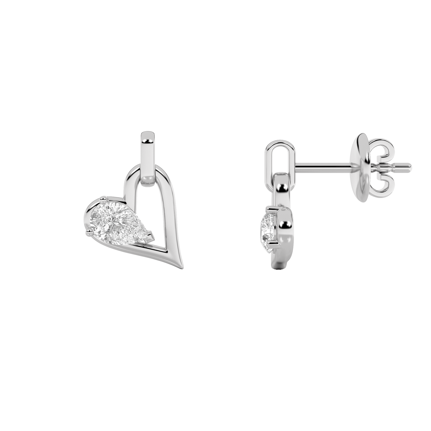 14K White Gold 1ctw Lab Diamond Pear Huggie Earrings