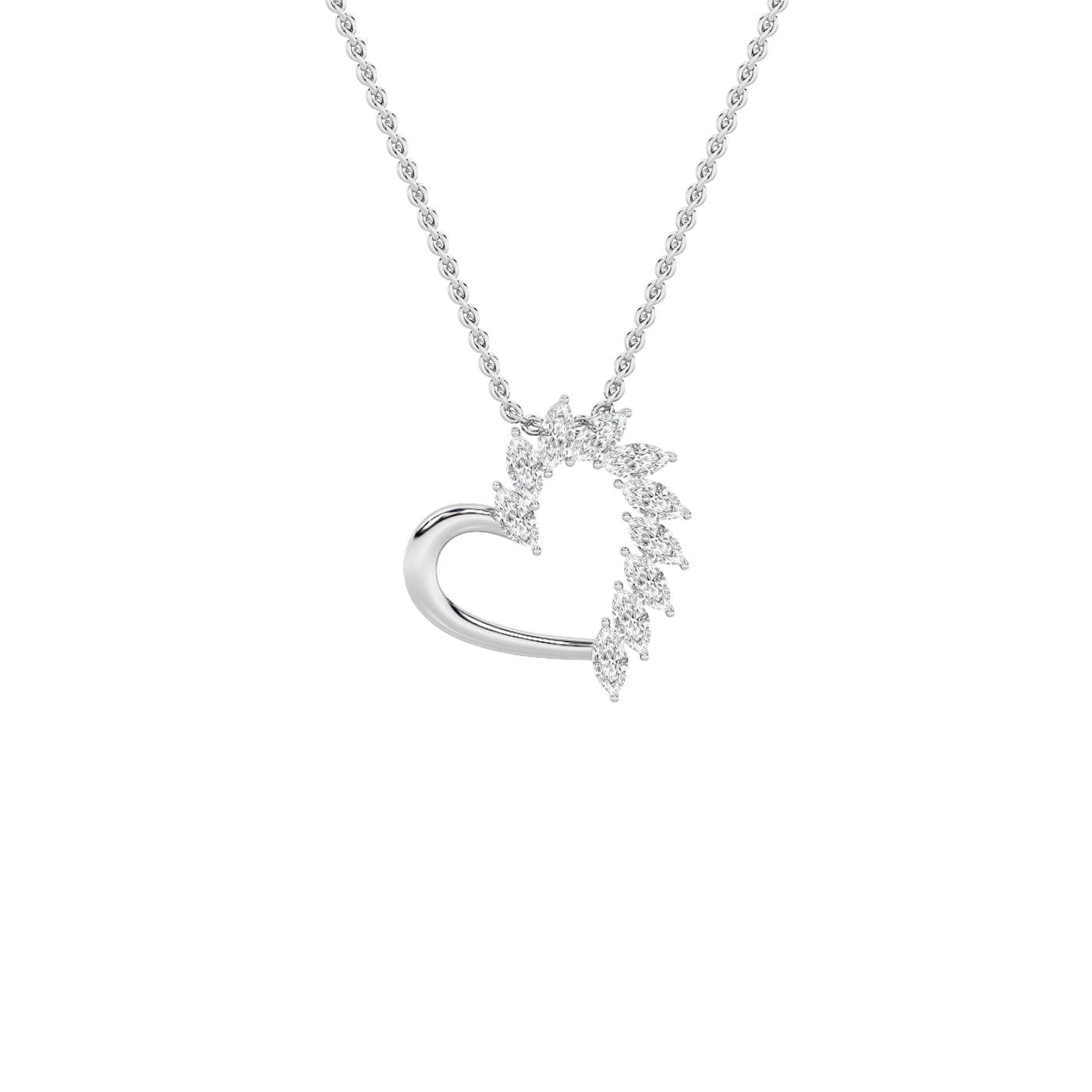 14KW 2.1ct Lab Diamond Marquise Pendant