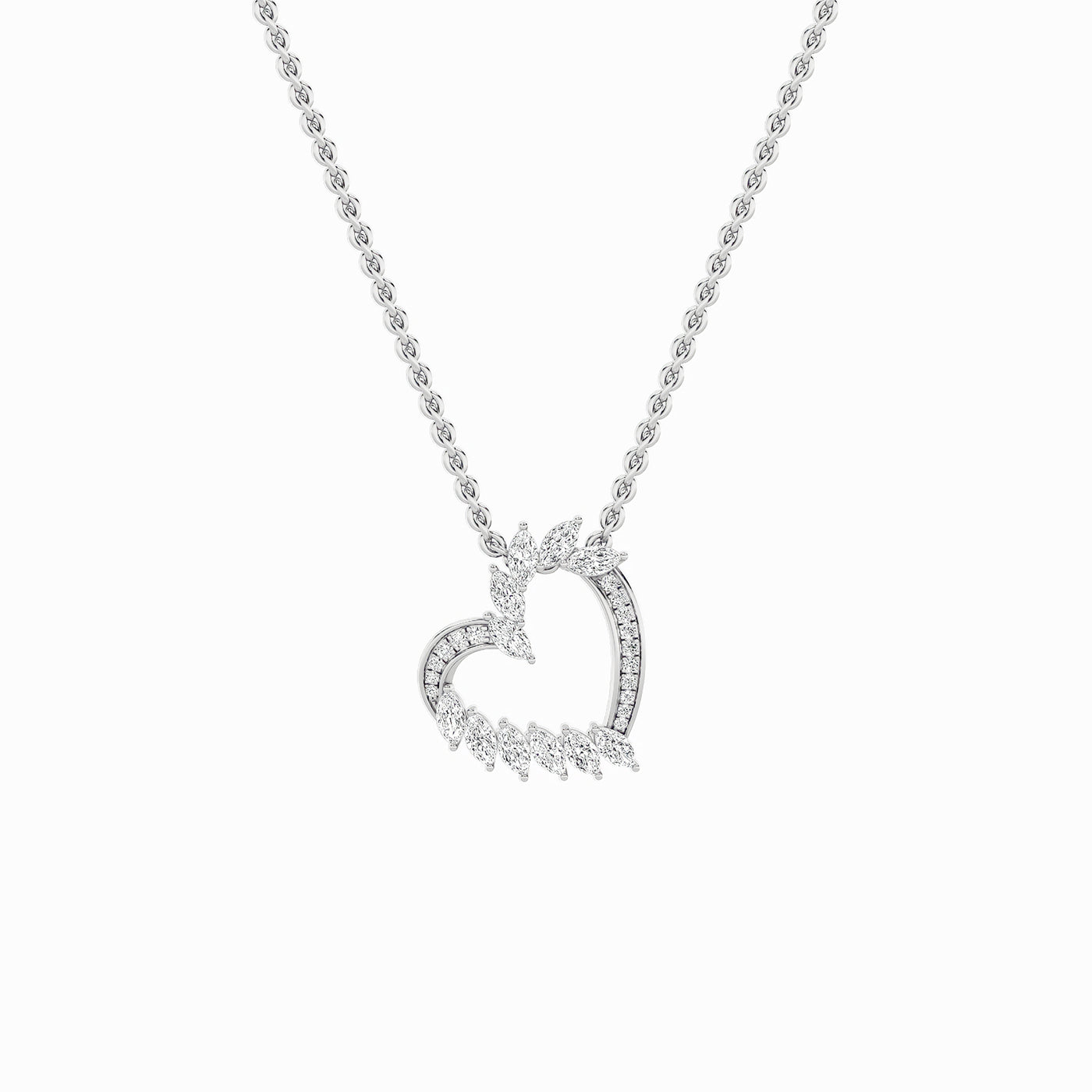 14K White Gold 2.5ct Lab Diamond Marquise Pendant