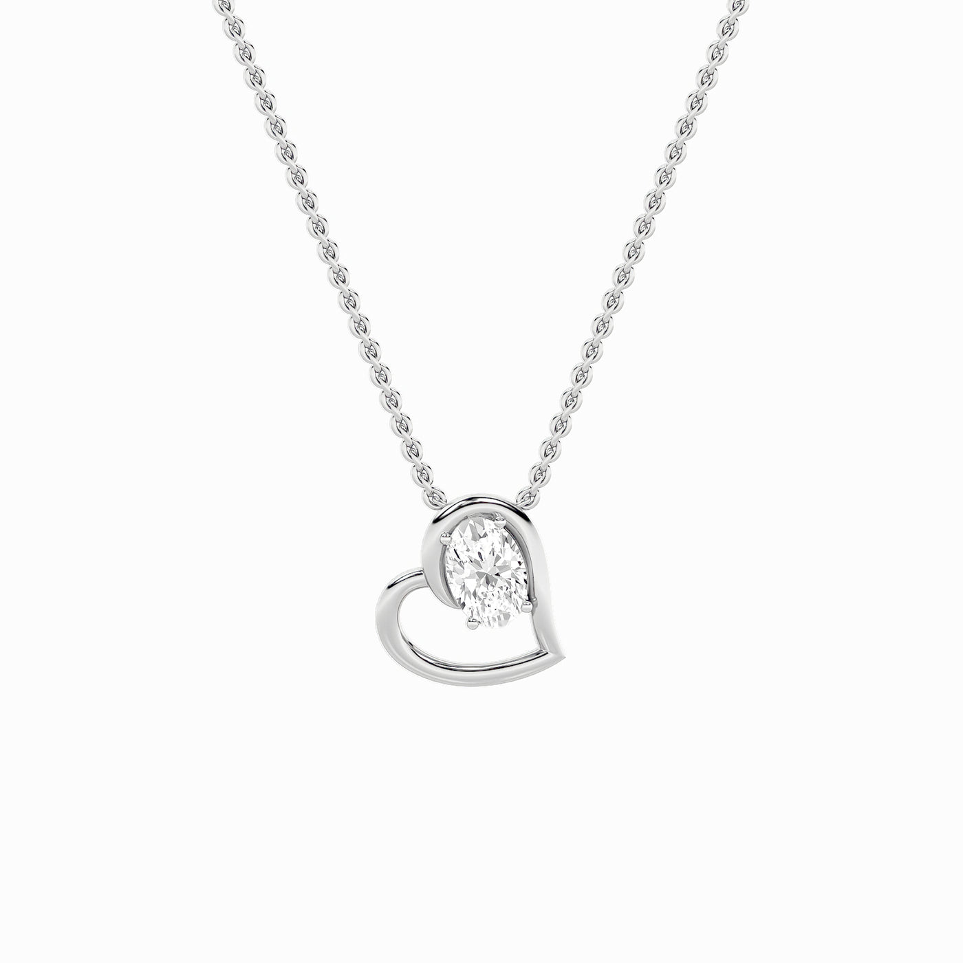 14KW 2ct Lab Diamond Oval Solitaire Pendant