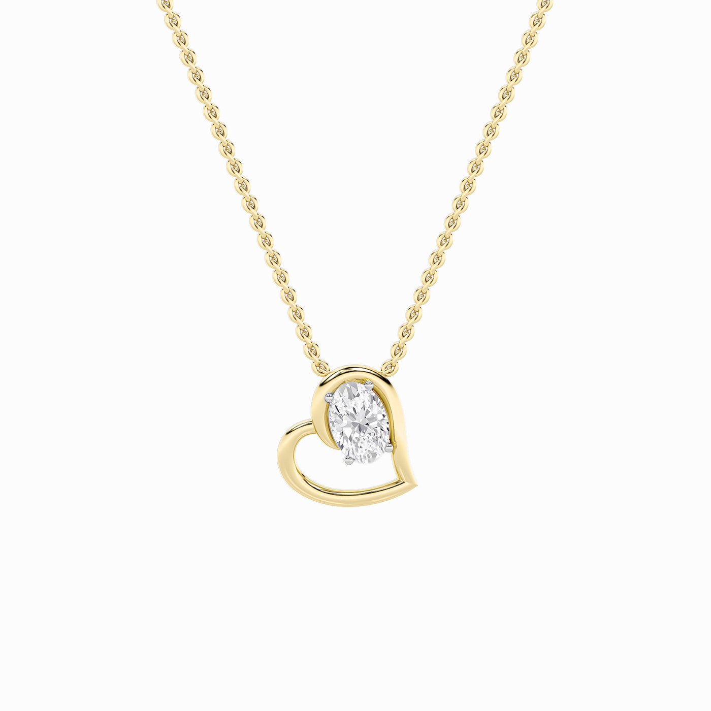 14K White Gold 2ct F+ Lab Diamond Oval Solitaire Pendant