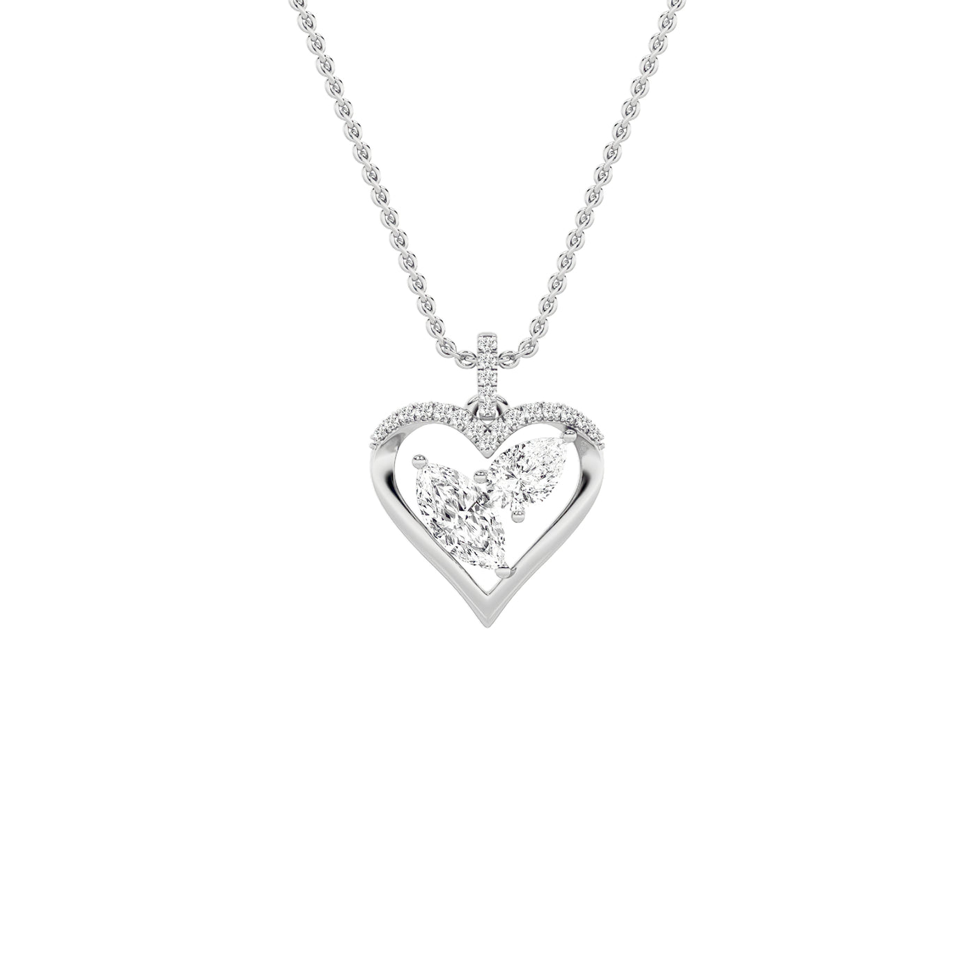 14KW 2.6ctw Pear Marquise Lab Diamond Pendant