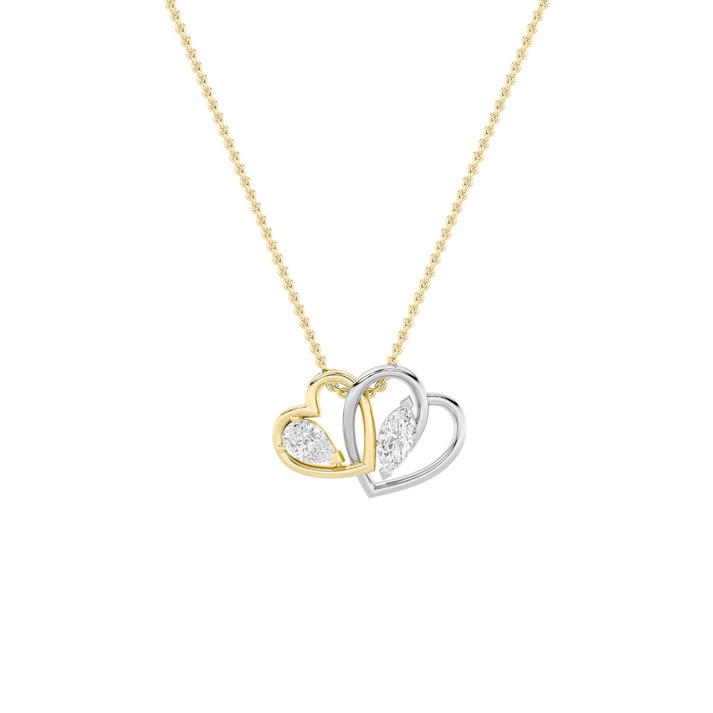 14K Yellow Gold 2CT Lab Diamond F+VS+ Contemporary Two-Tone Pendant