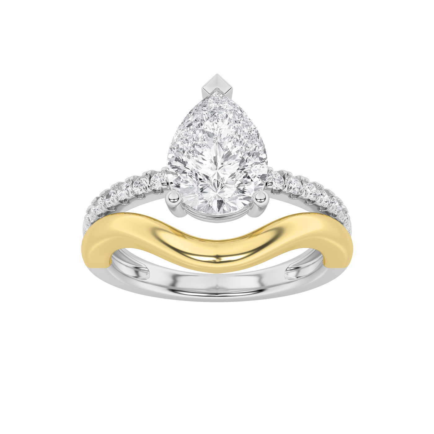 14K WY 2ct Lab Pear Diamond Solitaire Engagement Ring