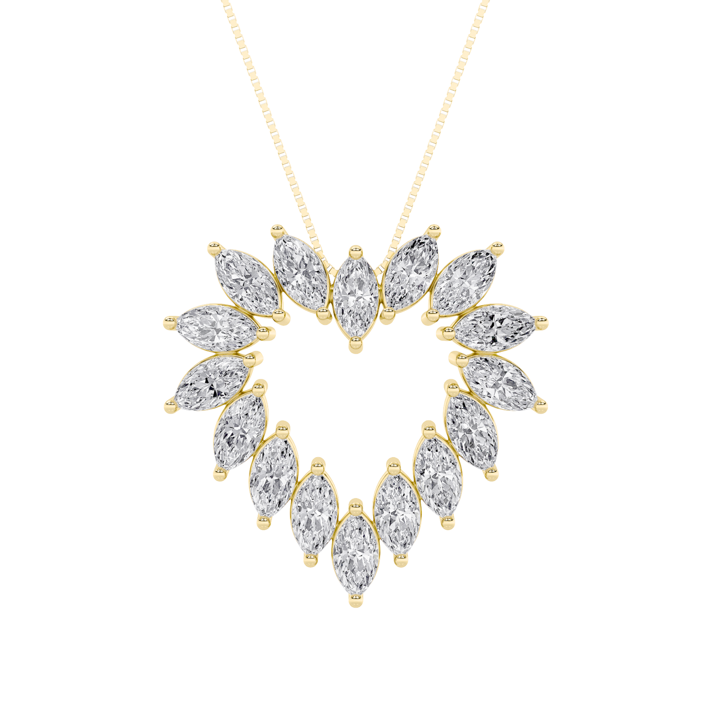 14KY 3ctw Lab Diamond Marquise Cluster Pendant