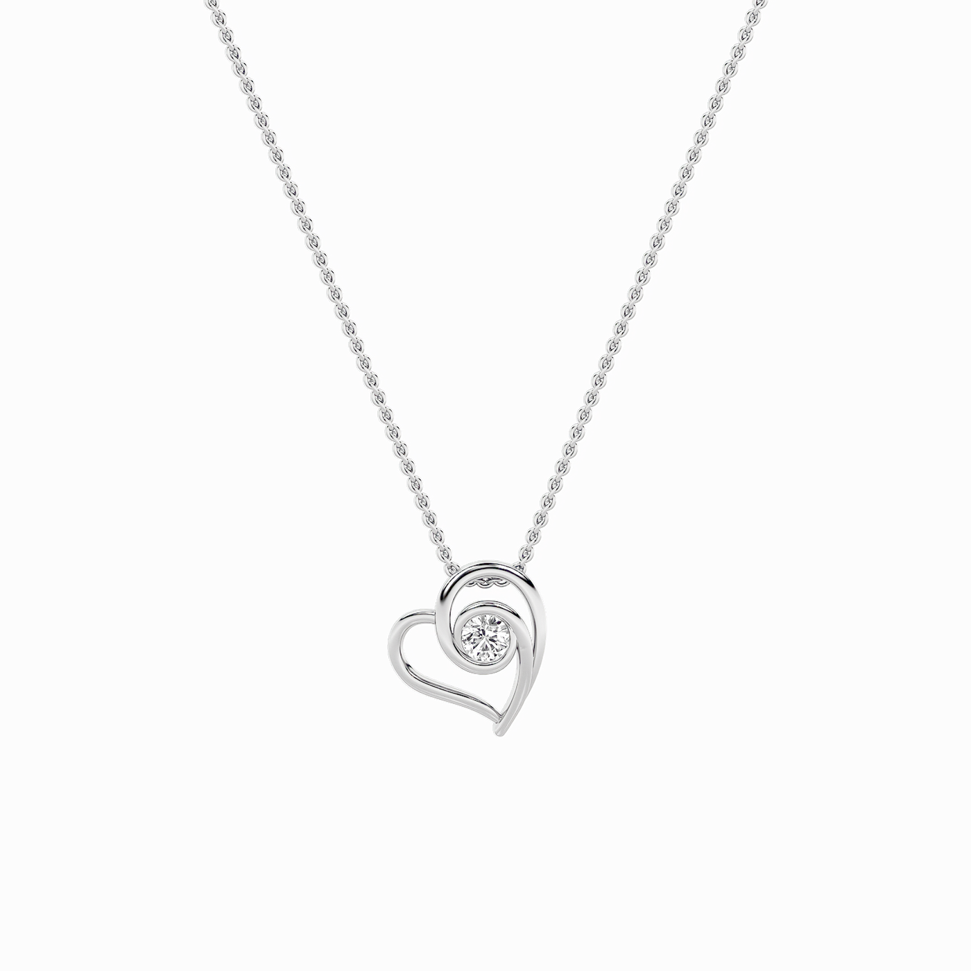 14KW 1ct Lab Diamond Pendant F+VS+ Contemporary Design