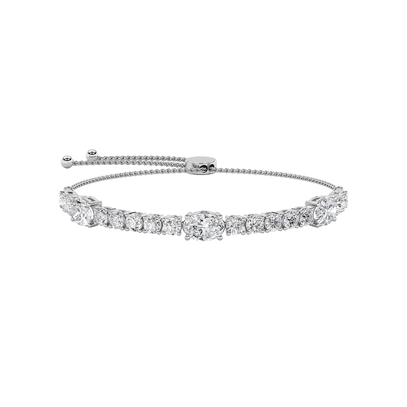 14K White Gold 5ct Lab Diamond Oval Tennis Bracelet