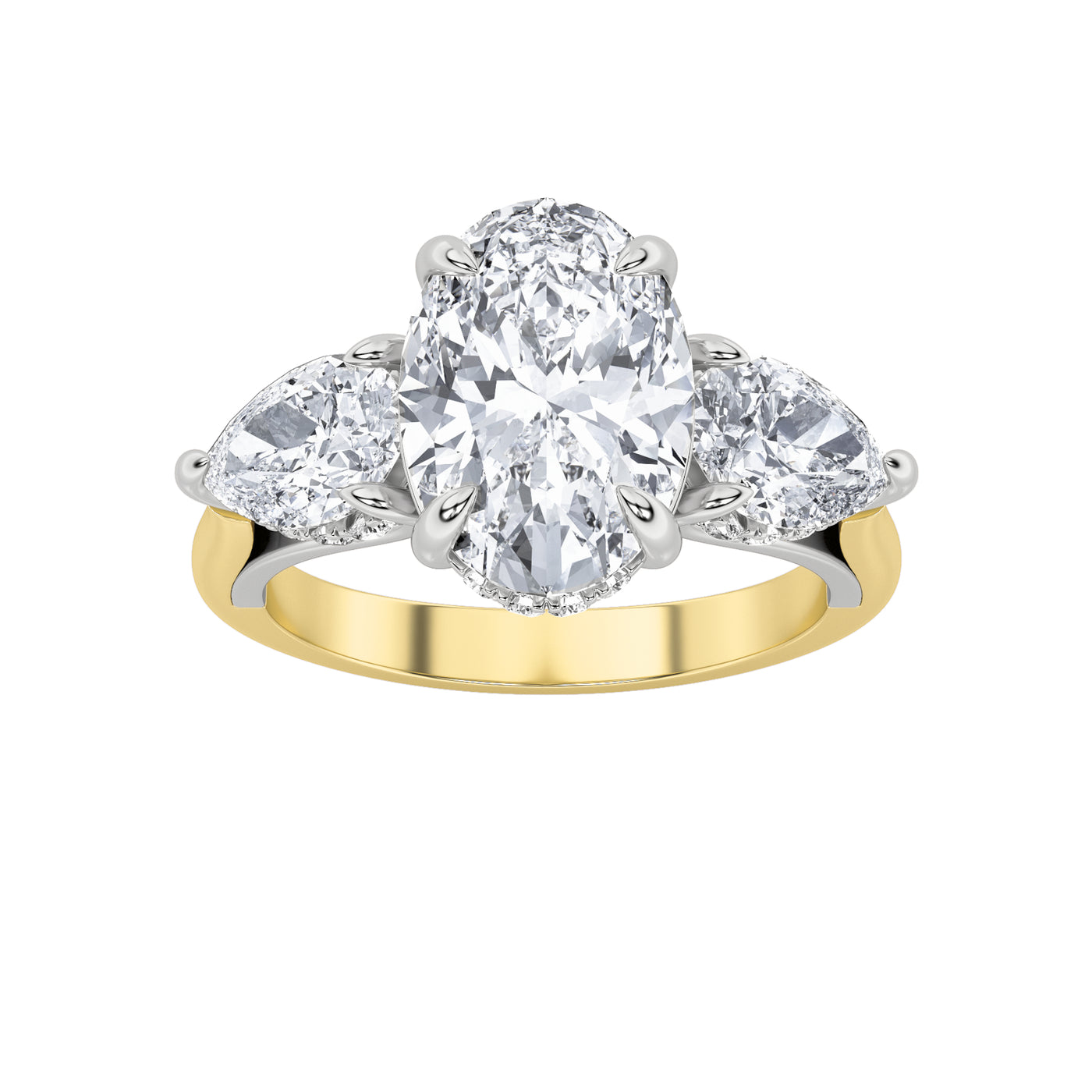 14K White Gold 4ct Lab Diamond Oval Engagement Ring