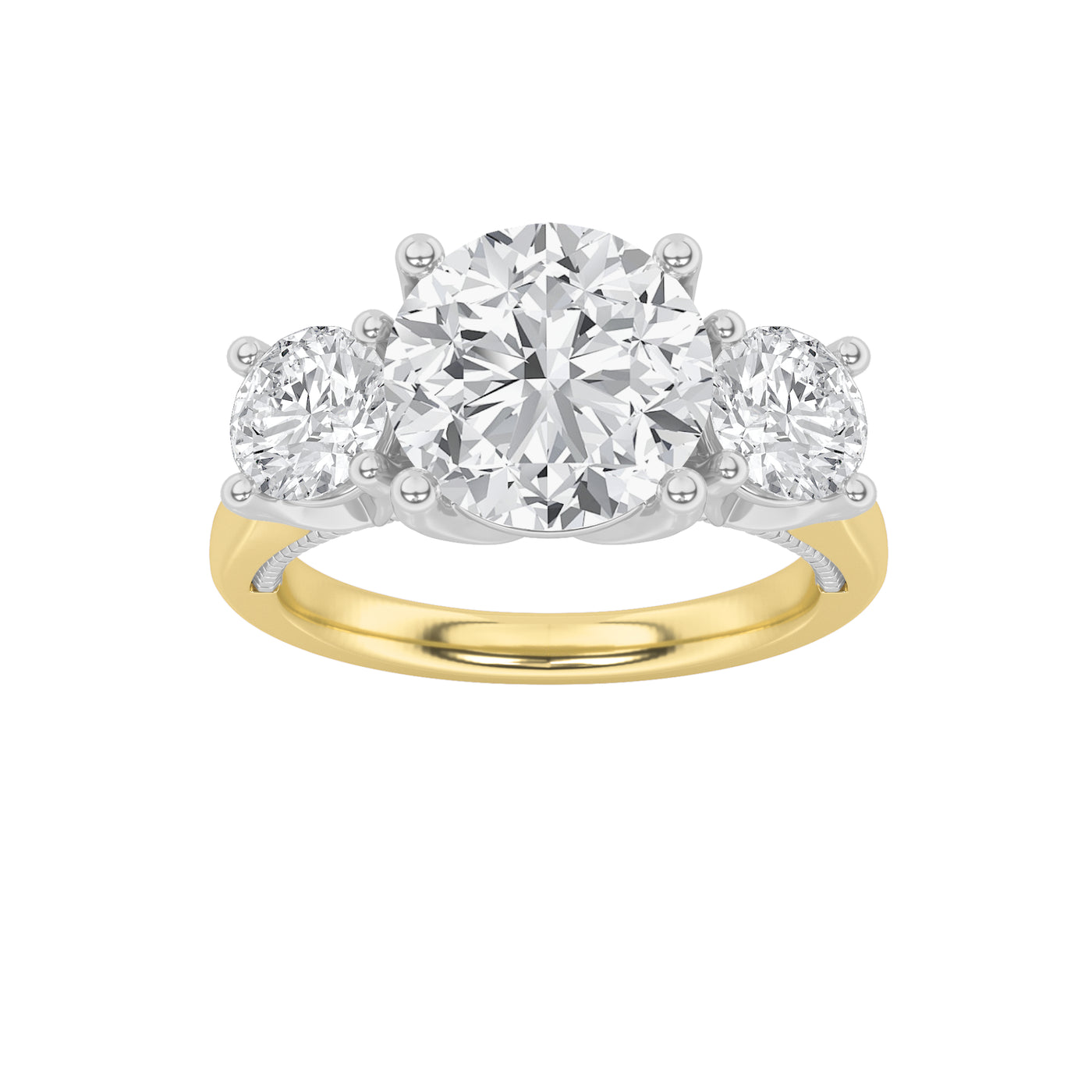 14K White Gold 4.37ct Lab Diamond 3-Stone Ring