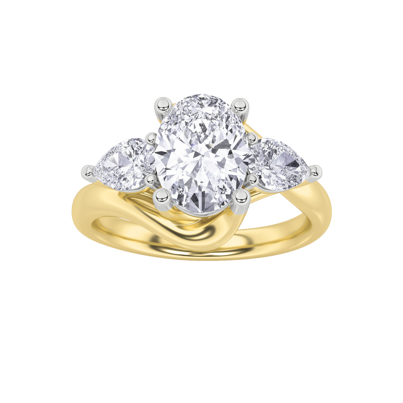 10K Yellow Gold 2ct Oval Lab Diamond Engagement Ring