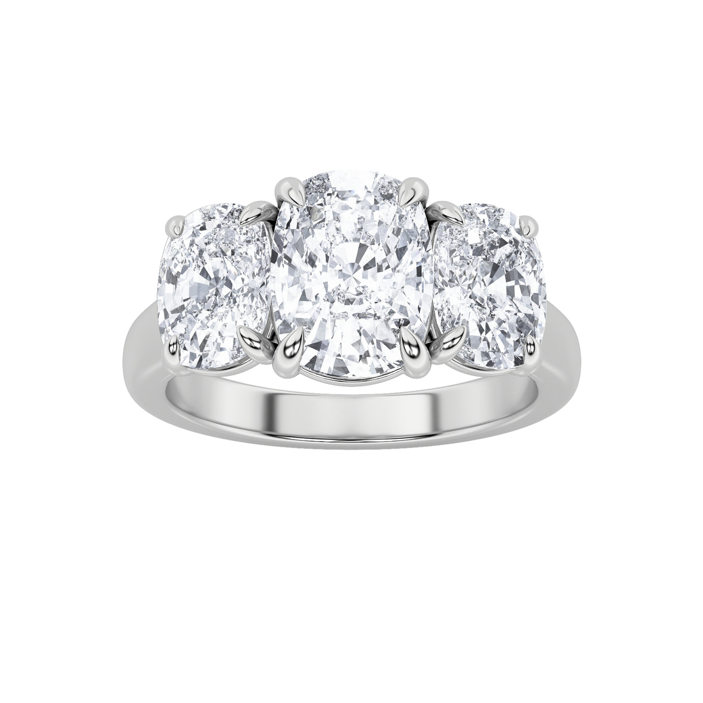 14KW 4ct Lab Diamond Three-Stone Engagement Ring