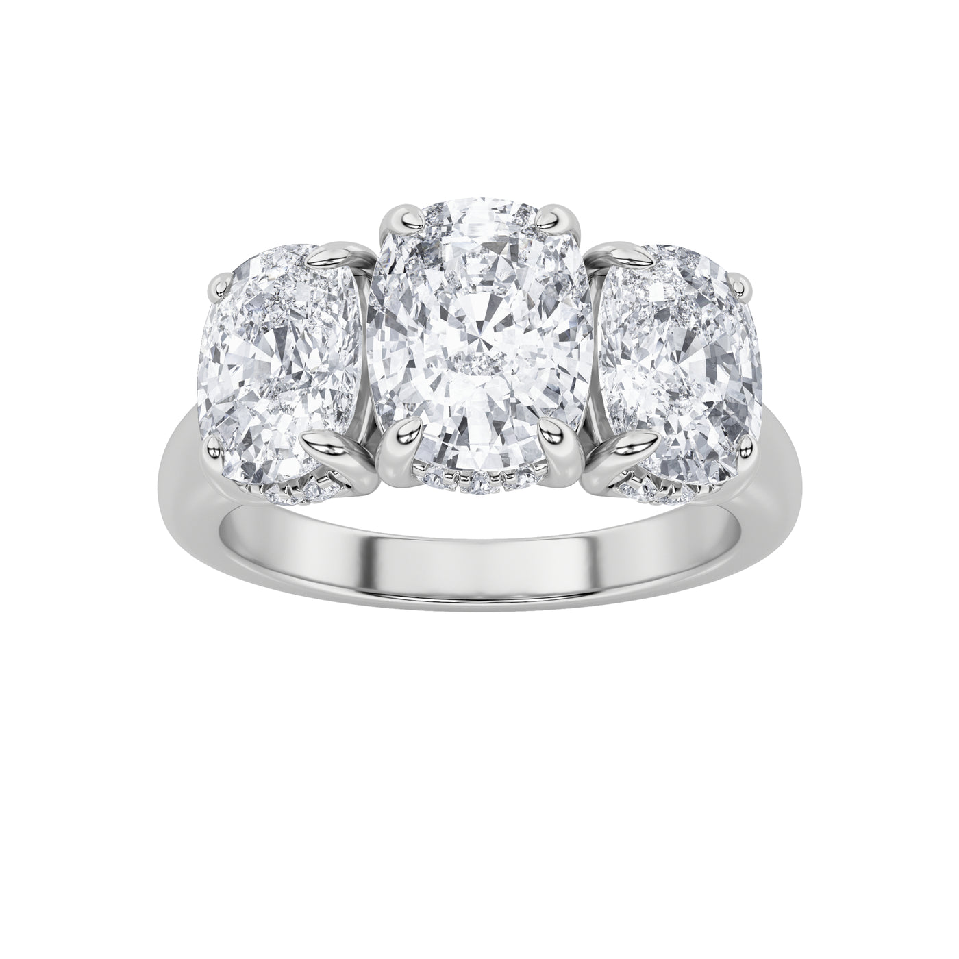 14KW 3.5ct Lab Diamond Three-Stone Ring Sz 7