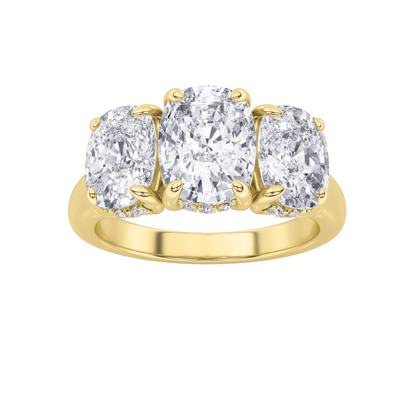 14K Yellow Gold 3.5ct Lab Diamond Three-Stone Ring
