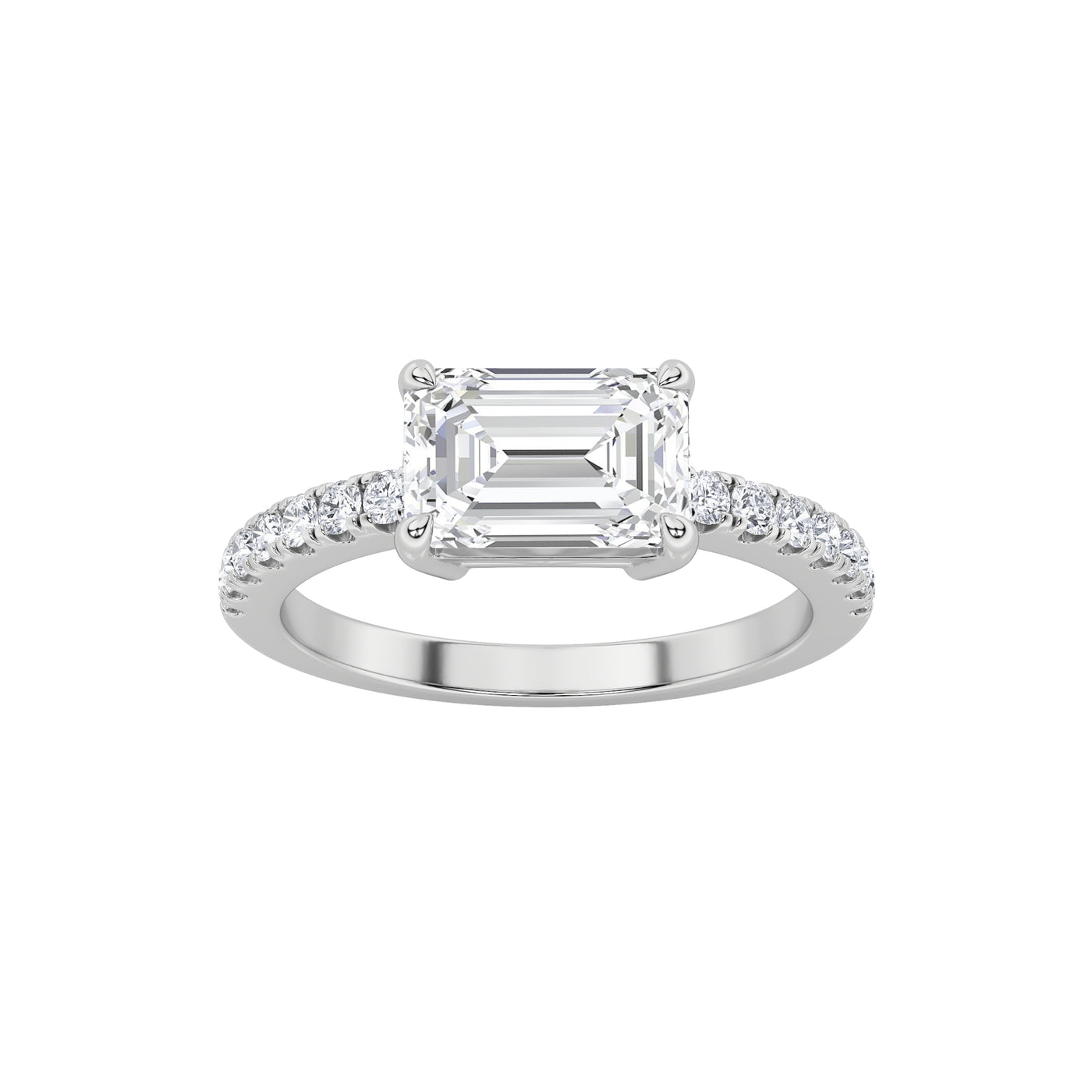 14KW 1.5ct Lab Diamond Emerald Solitaire Ring Sz 7