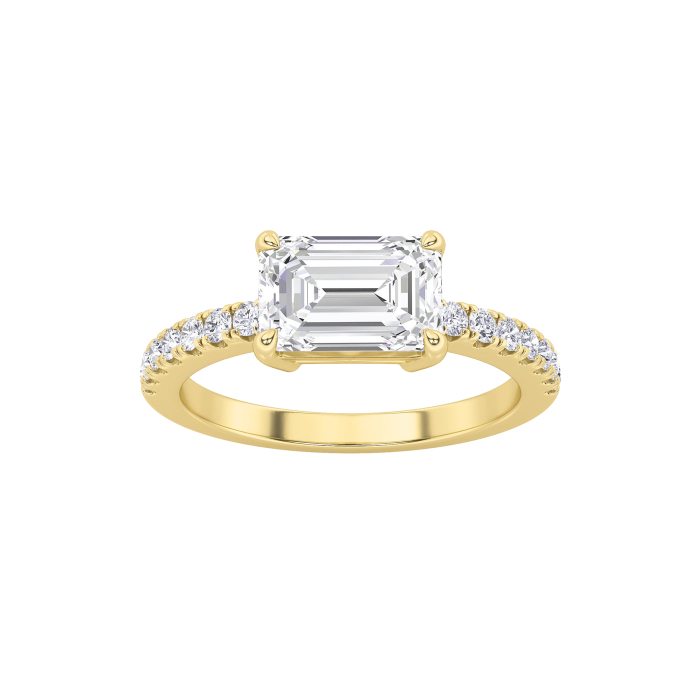 14KY 1.5ct Lab Diamond Emerald Solitaire Ring