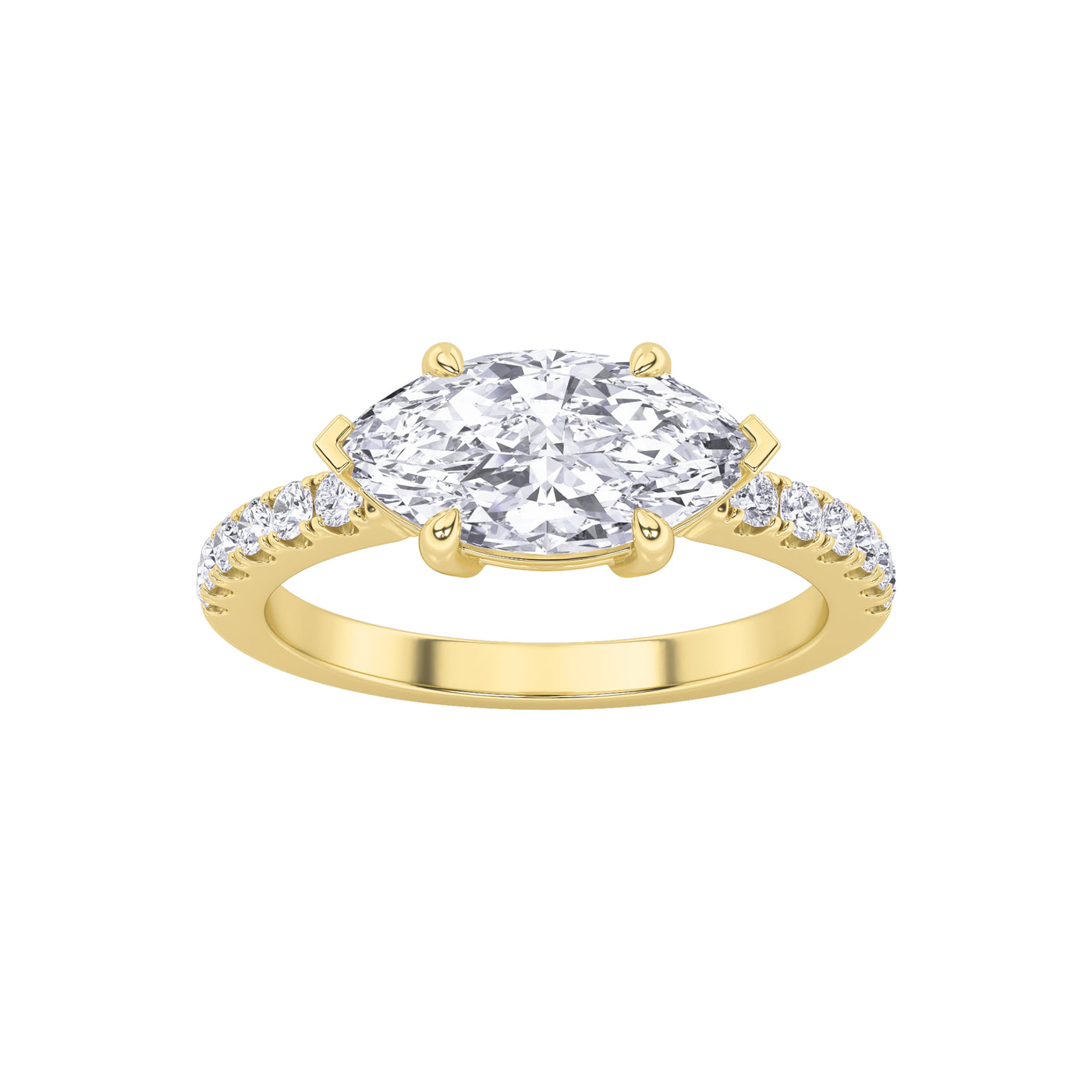 14KY 1.5ct Lab Diamond Marquise Solitaire Ring