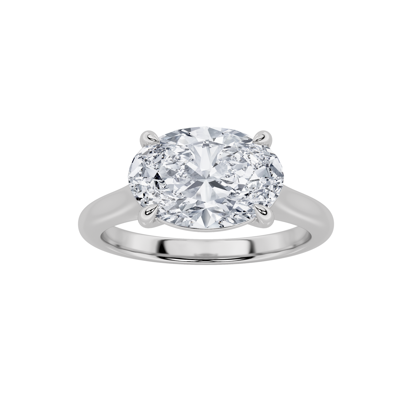 14KW 2ct Lab Diamond Oval Three-Stone Solitaire Ring Sz 7