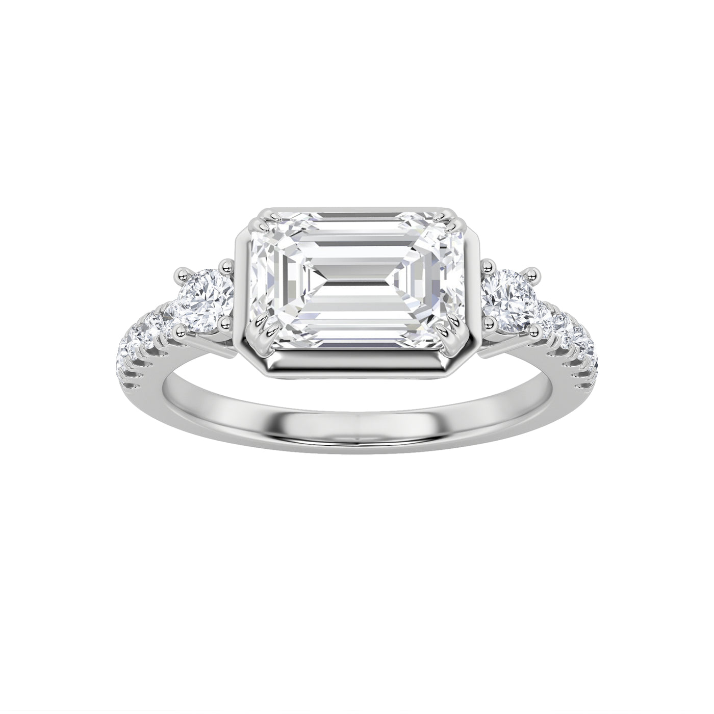 14KW 2ct Lab Diamond Emerald Solitaire Ring